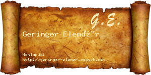 Geringer Elemér névjegykártya
